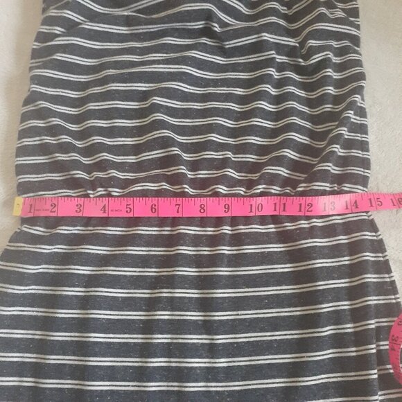 Athleta Women's Size XS Navy White Stripe Vida Sleeveless Linen Blend Dress - Picture 9 of 10